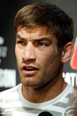 WINNIPEG, CANADA - JUNE 12:  Sam Stout interacts with media at Portage Place on June 12, 2013 in Winnipeg, Manitoba, Canada.  (Photo by Josh Hedges/Zuffa LLC/Zuffa LLC via Getty Images)