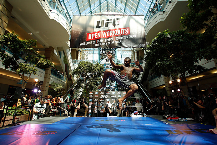 WINNIPEG, CANADA - JUNE 12: Yves Jabouin holds an open workout session for fans and media at Portage Place on June 12, 2013 in Winnipeg, Manitoba, Canada. (Photo by Josh Hedges/Zuffa LLC/Zuffa LLC via Getty Images)
