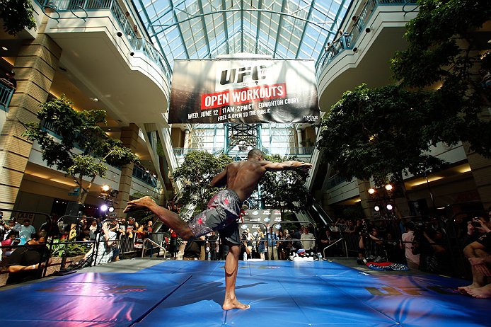 WINNIPEG, CANADA - JUNE 12:  Yves Jabouin holds an open workout session for fans and media at Portage Place on June 12, 2013 in Winnipeg, Manitoba, Canada.  (Photo by Josh Hedges/Zuffa LLC/Zuffa LLC via Getty Images)