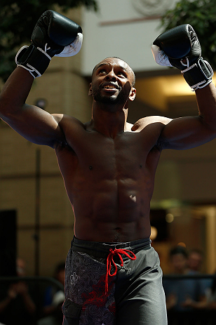 WINNIPEG, CANADA - JUNE 12: Yves Jabouin holds an open workout session for fans and media at Portage Place on June 12, 2013 in Winnipeg, Manitoba, Canada. (Photo by Josh Hedges/Zuffa LLC/Zuffa LLC via Getty Images)