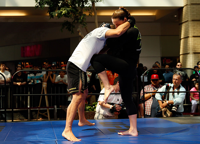 WINNIPEG, CANADA - JUNE 12: Alexis Davis holds an open workout session for fans and media at Portage Place on June 12, 2013 in Winnipeg, Manitoba, Canada. (Photo by Josh Hedges/Zuffa LLC/Zuffa LLC via Getty Images)