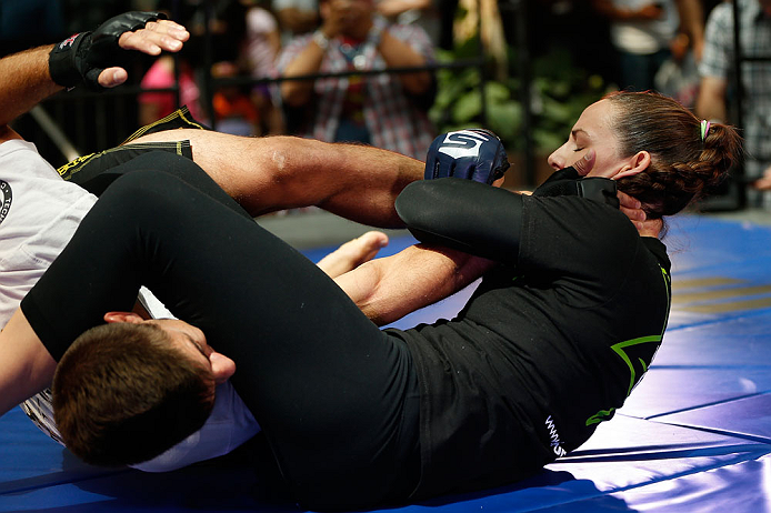 WINNIPEG, CANADA - JUNE 12: Alexis Davis holds an open workout session for fans and media at Portage Place on June 12, 2013 in Winnipeg, Manitoba, Canada. (Photo by Josh Hedges/Zuffa LLC/Zuffa LLC via Getty Images)