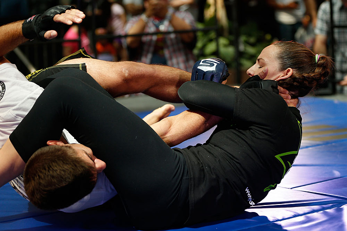 WINNIPEG, CANADA - JUNE 12:  Alexis Davis holds an open workout session for fans and media at Portage Place on June 12, 2013 in Winnipeg, Manitoba, Canada.  (Photo by Josh Hedges/Zuffa LLC/Zuffa LLC via Getty Images)