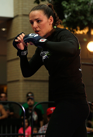 WINNIPEG, CANADA - JUNE 12:  Alexis Davis holds an open workout session for fans and media at Portage Place on June 12, 2013 in Winnipeg, Manitoba, Canada.  (Photo by Josh Hedges/Zuffa LLC/Zuffa LLC via Getty Images)