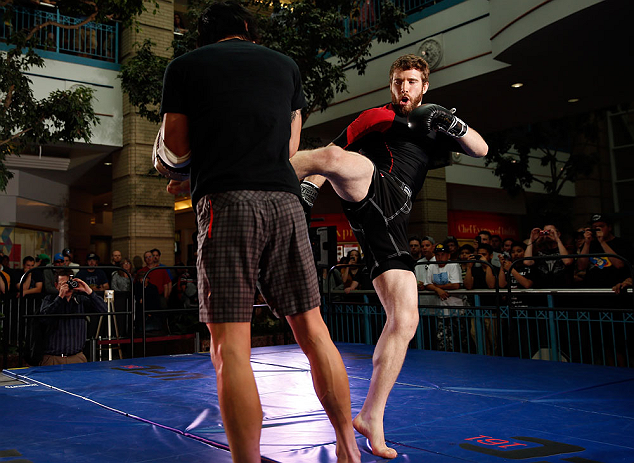 WINNIPEG, CANADA - JUNE 12:  Mitch Clarke holds an open workout session for fans and media at Portage Place on June 12, 2013 in Winnipeg, Manitoba, Canada.  (Photo by Josh Hedges/Zuffa LLC/Zuffa LLC via Getty Images)