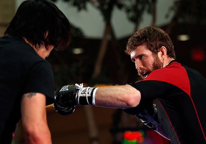 WINNIPEG, CANADA - JUNE 12:  Mitch Clarke holds an open workout session for fans and media at Portage Place on June 12, 2013 in Winnipeg, Manitoba, Canada.  (Photo by Josh Hedges/Zuffa LLC/Zuffa LLC via Getty Images)