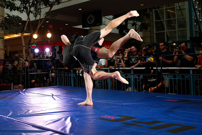 WINNIPEG, CANADA - JUNE 12:  Mitch Clarke holds an open workout session for fans and media at Portage Place on June 12, 2013 in Winnipeg, Manitoba, Canada.  (Photo by Josh Hedges/Zuffa LLC/Zuffa LLC via Getty Images)