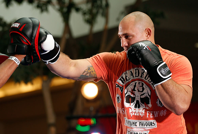 WINNIPEG, CANADA - JUNE 12: Shawn Jordan holds an open workout session for fans and media at Portage Place on June 12, 2013 in Winnipeg, Manitoba, Canada. (Photo by Josh Hedges/Zuffa LLC/Zuffa LLC via Getty Images)