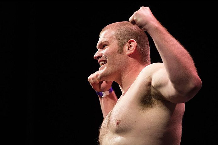 DALLAS, TX - MARCH 13: Josh Copeland stands on the scale during the UFC 185 weigh-ins at the Kay Bailey Hutchison Convention Center on March 13, 2015 in Dallas, Texas. (Photo by Cooper Neill/Zuffa LLC/Zuffa LLC via Getty Images)