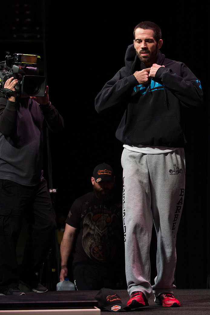 DALLAS, TX - MARCH 13: Matt Brown walks to the scale during the UFC 185 weigh-ins at the Kay Bailey Hutchison Convention Center on March 13, 2015 in Dallas, Texas. (Photo by Cooper Neill/Zuffa LLC/Zuffa LLC via Getty Images)