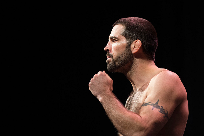 DALLAS, TX - MARCH 13: Matt Brown stands on the scale during the UFC 185 weigh-ins at the Kay Bailey Hutchison Convention Center on March 13, 2015 in Dallas, Texas. (Photo by Cooper Neill/Zuffa LLC/Zuffa LLC via Getty Images)