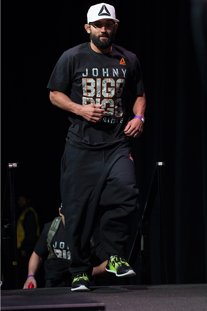 DALLAS, TX - MARCH 13: Johny Hendricks walks towards the scale during the UFC 185 weigh-ins at the Kay Bailey Hutchison Convention Center on March 13, 2015 in Dallas, Texas. (Photo by Cooper Neill/Zuffa LLC/Zuffa LLC via Getty Images)