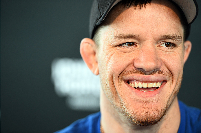 MONTREAL, QC - APRIL 23:  CB Dollaway interacts with media during the UFC 186 Ultimate Media Day at Scena on April 23, 2015 in Montreal, Quebec, Canada. (Photo by Jeff Bottari/Zuffa LLC/Zuffa LLC via Getty Images)