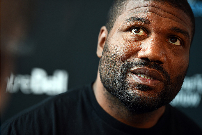 MONTREAL, QC - APRIL 23:  Quinton 'Rampage' Jackson interacts with media during the UFC 186 Ultimate Media Day at Scena on April 23, 2015 in Montreal, Quebec, Canada. (Photo by Jeff Bottari/Zuffa LLC/Zuffa LLC via Getty Images)