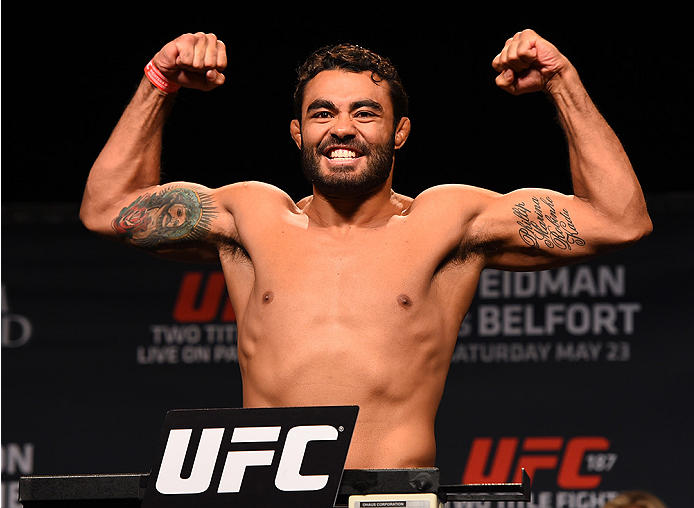 LAS VEGAS, NV - MAY 22:   Rafael Natal of Brazil weighs in during the UFC 187 weigh-in at the MGM Grand Conference Center on May 22, 2015 in Las Vegas, Nevada. (Photo by Josh Hedges/Zuffa LLC/Zuffa LLC via Getty Images)