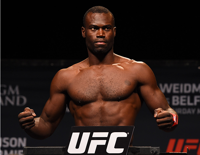 LAS VEGAS, NV - MAY 22:   Uriah Hall of Jamaica weighs in during the UFC 187 weigh-in at the MGM Grand Conference Center on May 22, 2015 in Las Vegas, Nevada. (Photo by Josh Hedges/Zuffa LLC/Zuffa LLC via Getty Images)