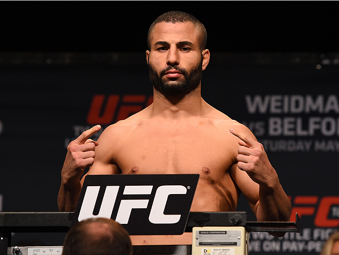 LAS VEGAS, NV - MAY 22:   John Makdessi of Canada weighs in during the UFC 187 weigh-in at the MGM Grand Conference Center on May 2, 2015 in Las Vegas, Nevada. (Photo by Josh Hedges/Zuffa LLC/Zuffa LLC via Getty Images)