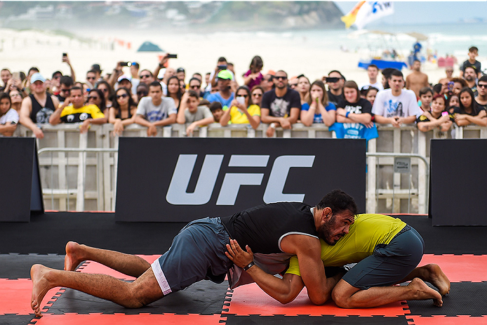 RIO DE JANEIRO, BRAZIL - JULY 29: Light heavyweight contender Antonio Rogerio Nogueira of Brazil holds an open training session at Pepe Beach on July 29, 2015 in Rio de Janeiro, Brazil. (Photo by Buda Mendes/Zuffa LLC/Zuffa LLC via Getty Images)