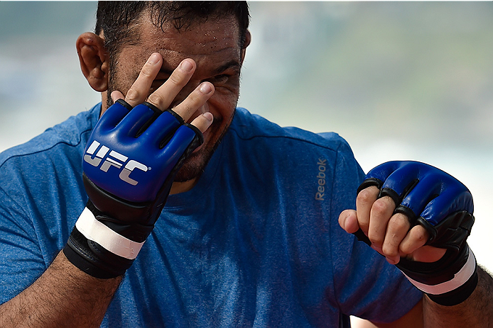 RIO DE JANEIRO, BRAZIL - JULY 29:  Heavyweight contender Antonio Rodrigo 'Minotauro' Nogueira of Brazil holds an open training session at Pepe Beach on July 29, 2015 in Rio de Janeiro, Brazil.  (Photo by Buda Mendes/Zuffa LLC/Zuffa LLC via Getty Images)