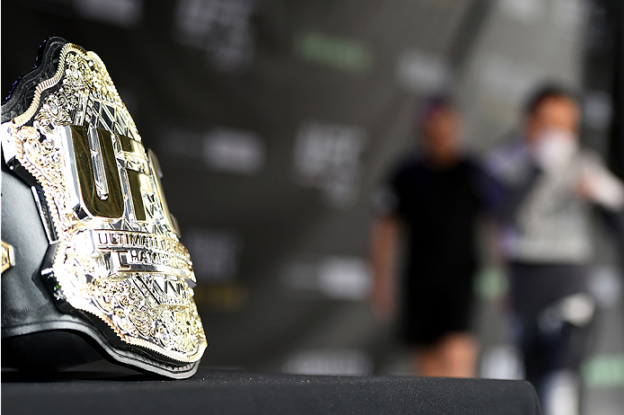 MELBOURNE, AUSTRALIA - NOVEMBER 12:  UFC women's strawweight champion Joanna Jedrzejczyk of Poland holds an open workout for fans and media at Federation Square on November 12, 2015 in Melbourne, Australia. (Photo by Josh Hedges/Zuffa LLC/Zuffa LLC via Ge