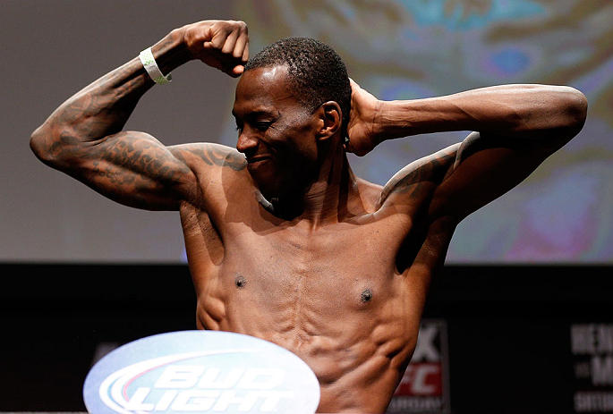 SAN JOSE, CA - APRIL 19: Anthony Njokuani weighs in during the UFC on FOX weigh-in at the California Theatre on April 19, 2013 in San Jose, California. (Photo by Josh Hedges/Zuffa LLC/Zuffa LLC via Getty Images)