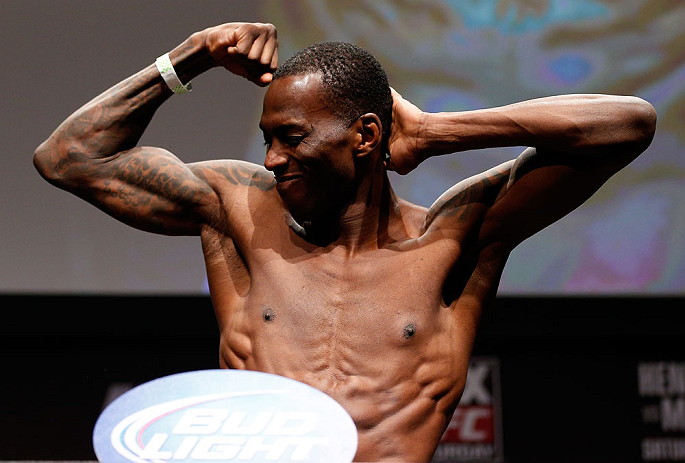 SAN JOSE, CA - APRIL 19:   Anthony Njokuani weighs in during the UFC on FOX weigh-in at the California Theatre on April 19, 2013 in San Jose, California.  (Photo by Josh Hedges/Zuffa LLC/Zuffa LLC via Getty Images)