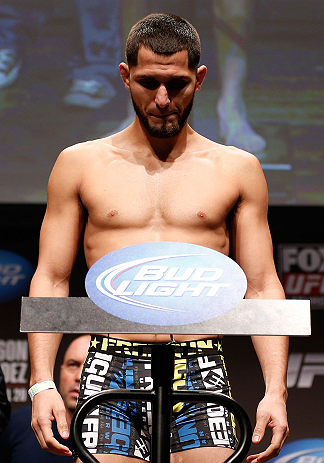 SAN JOSE, CA - APRIL 19: Jorge Masvidal weighs in during the UFC on FOX weigh-in at the California Theatre on April 19, 2013 in San Jose, California. (Photo by Josh Hedges/Zuffa LLC/Zuffa LLC via Getty Images)