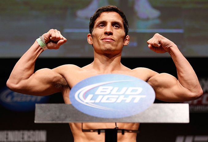 SAN JOSE, CA - APRIL 19: Joseph Benavidez weighs in during the UFC on FOX weigh-in at the California Theatre on April 19, 2013 in San Jose, California. (Photo by Josh Hedges/Zuffa LLC/Zuffa LLC via Getty Images)