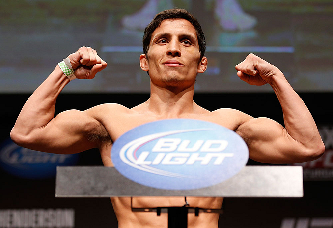 SAN JOSE, CA - APRIL 19:  Joseph Benavidez weighs in during the UFC on FOX weigh-in at the California Theatre on April 19, 2013 in San Jose, California.  (Photo by Josh Hedges/Zuffa LLC/Zuffa LLC via Getty Images)