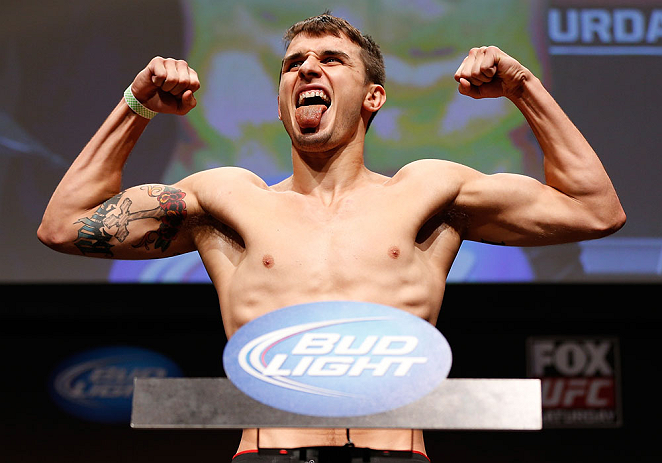 SAN JOSE, CA - APRIL 19:   Myles Jury weighs in during the UFC on FOX weigh-in at the California Theatre on April 19, 2013 in San Jose, California.  (Photo by Josh Hedges/Zuffa LLC/Zuffa LLC via Getty Images)