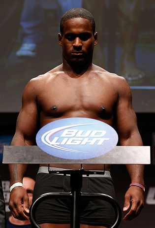 SAN JOSE, CA - APRIL 19: Lorenz Larkin weighs in during the UFC on FOX weigh-in at the California Theatre on April 19, 2013 in San Jose, California. (Photo by Josh Hedges/Zuffa LLC/Zuffa LLC via Getty Images)