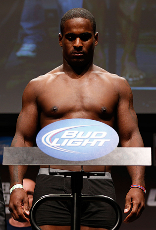 SAN JOSE, CA - APRIL 19:   Lorenz Larkin weighs in during the UFC on FOX weigh-in at the California Theatre on April 19, 2013 in San Jose, California.  (Photo by Josh Hedges/Zuffa LLC/Zuffa LLC via Getty Images)