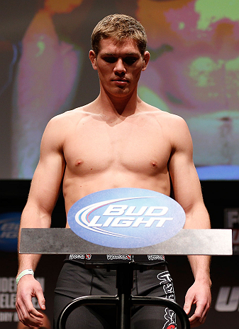 SAN JOSE, CA - APRIL 19: Jordan Mein weighs in during the UFC on FOX weigh-in at the California Theatre on April 19, 2013 in San Jose, California. (Photo by Josh Hedges/Zuffa LLC/Zuffa LLC via Getty Images)