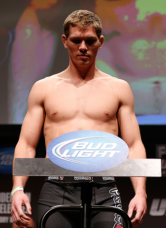 SAN JOSE, CA - APRIL 19:   Jordan Mein weighs in during the UFC on FOX weigh-in at the California Theatre on April 19, 2013 in San Jose, California.  (Photo by Josh Hedges/Zuffa LLC/Zuffa LLC via Getty Images)