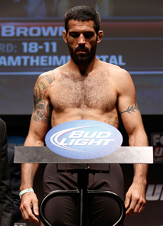 SAN JOSE, CA - APRIL 19: Matt Brown weighs in during the UFC on FOX weigh-in at the California Theatre on April 19, 2013 in San Jose, California. (Photo by Josh Hedges/Zuffa LLC/Zuffa LLC via Getty Images)