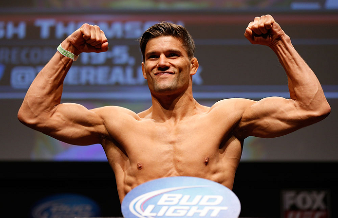 SAN JOSE, CA - APRIL 19: Josh Thomson weighs in during the UFC on FOX weigh-in at the California Theatre on April 19, 2013 in San Jose, California. (Photo by Josh Hedges/Zuffa LLC/Zuffa LLC via Getty Images)
