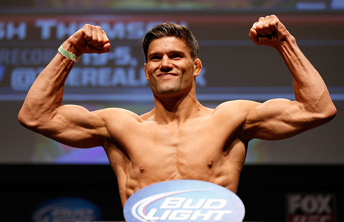 SAN JOSE, CA - APRIL 19:   Josh Thomson weighs in during the UFC on FOX weigh-in at the California Theatre on April 19, 2013 in San Jose, California.  (Photo by Josh Hedges/Zuffa LLC/Zuffa LLC via Getty Images)