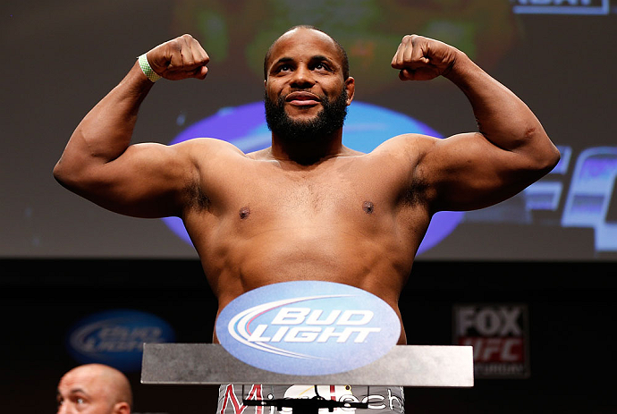 SAN JOSE, CA - APRIL 19:   Daniel Cormier weighs in during the UFC on FOX weigh-in at the California Theatre on April 19, 2013 in San Jose, California.  (Photo by Josh Hedges/Zuffa LLC/Zuffa LLC via Getty Images)