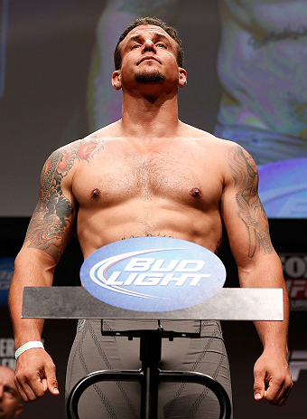 SAN JOSE, CA - APRIL 19: Frank Mir weighs in during the UFC on FOX weigh-in at the California Theatre on April 19, 2013 in San Jose, California. (Photo by Josh Hedges/Zuffa LLC/Zuffa LLC via Getty Images)