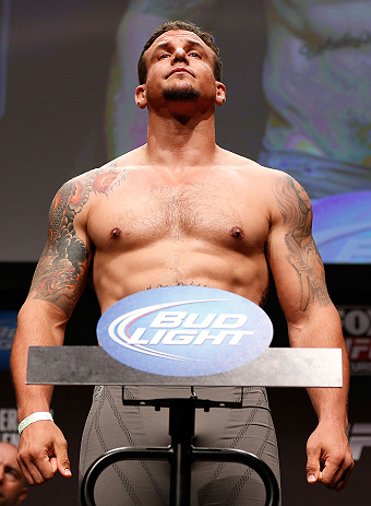 SAN JOSE, CA - APRIL 19:  Frank Mir weighs in during the UFC on FOX weigh-in at the California Theatre on April 19, 2013 in San Jose, California.  (Photo by Josh Hedges/Zuffa LLC/Zuffa LLC via Getty Images)