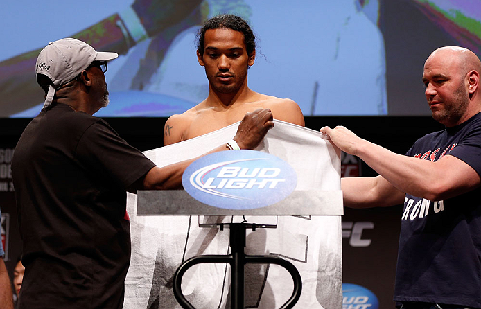 SAN JOSE, CA - APRIL 19: Benson Henderson weighs in during the UFC on FOX weigh-in at the California Theatre on April 19, 2013 in San Jose, California. (Photo by Josh Hedges/Zuffa LLC/Zuffa LLC via Getty Images)