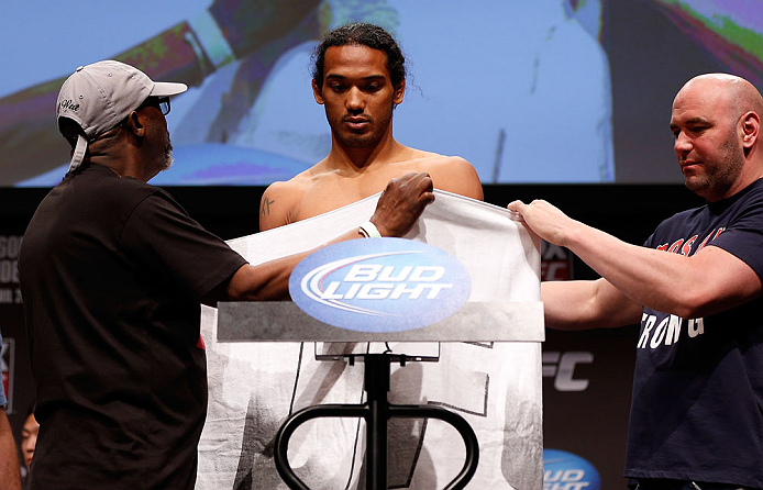 SAN JOSE, CA - APRIL 19:   Benson Henderson weighs in during the UFC on FOX weigh-in at the California Theatre on April 19, 2013 in San Jose, California.  (Photo by Josh Hedges/Zuffa LLC/Zuffa LLC via Getty Images)