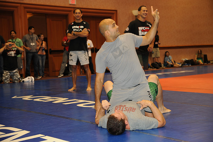 LAS VEGAS, NV - JULY 06: BJ Penn does a training demonstration for fans at the UFC Fan Expo on July 6, 2012 in Las Vegas, Nevada. (Photo by Al Powers /Zuffa LLC/Zuffa LLC via Getty Images) *** Local Caption *** BJ Penn