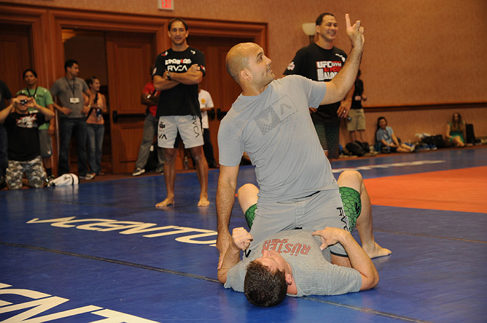 LAS VEGAS, NV - JULY 06: BJ Penn does a training demonstration for fans at the UFC Fan Expo on July 6, 2012 in Las Vegas, Nevada. (Photo by Al Powers /Zuffa LLC/Zuffa LLC via Getty Images) *** Local Caption ***  BJ Penn