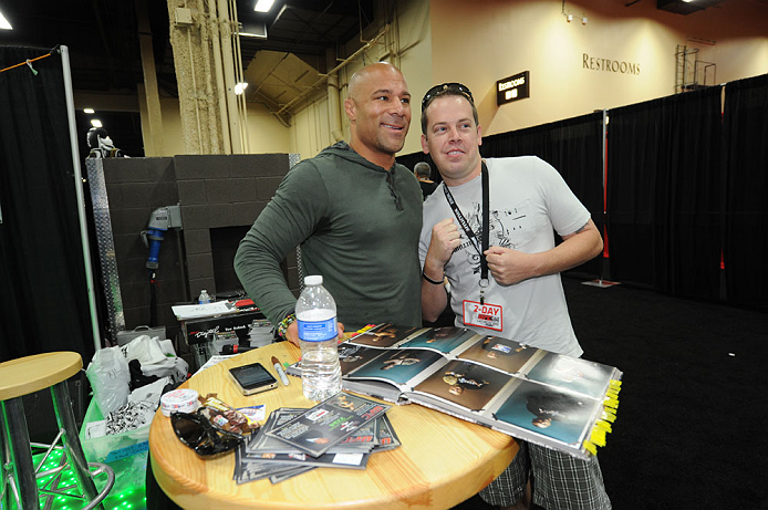 LAS VEGAS, NV - JULY 7: Frank Trigg poses with fans during the UFC Fan Expo at the Mandalay Bay Convention Center on July 7, 2012 in Las Vegas, Nevada. (Photo by Al Powers/Zuffa LLC/Zuffa LLC via Getty Images) *** Local Caption ***