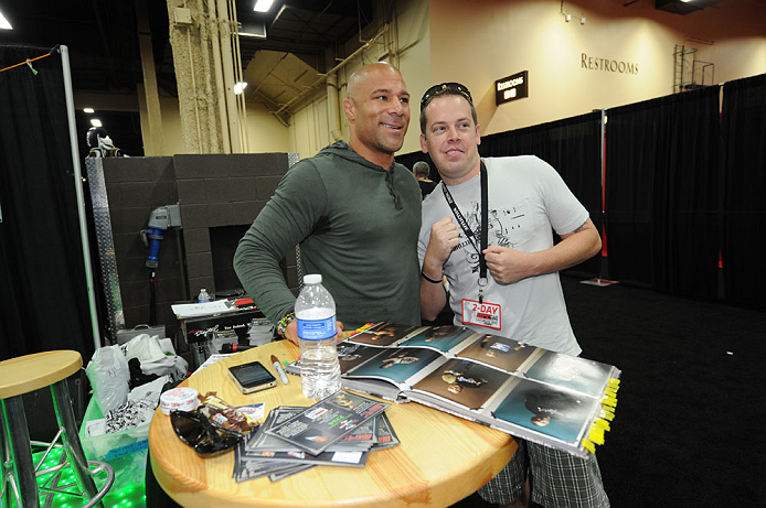 LAS VEGAS, NV - JULY 7:   Frank Trigg poses with fans during the UFC Fan Expo at the Mandalay Bay Convention Center on July 7, 2012 in Las Vegas, Nevada.  (Photo by Al Powers/Zuffa LLC/Zuffa LLC via Getty Images)  *** Local Caption *** 