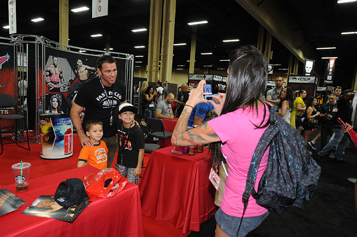 LAS VEGAS, NV - JULY 7: Jake Shields poses with fans during the UFC Fan Expo at the Mandalay Bay Convention Center on July 7, 2012 in Las Vegas, Nevada. (Photo by Al Powers/Zuffa LLC/Zuffa LLC via Getty Images) *** Local Caption ***