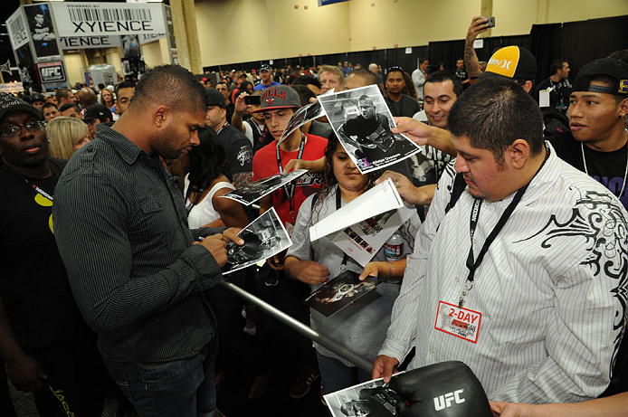 LAS VEGAS, NV - JULY 7: Alistair Overeem signs autographs during the UFC Fan Expo at the Mandalay Bay Convention Center on July 7, 2012 in Las Vegas, Nevada. (Photo by Al Powers/Zuffa LLC/Zuffa LLC via Getty Images) *** Local Caption ***