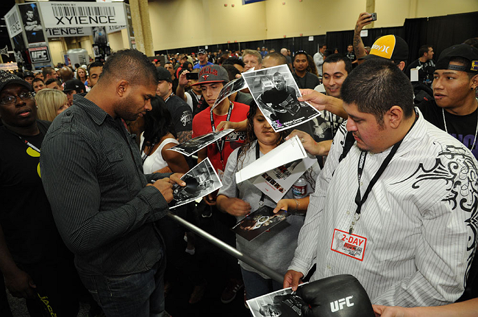 LAS VEGAS, NV - JULY 7:   Alistair Overeem signs autographs during the UFC Fan Expo at the Mandalay Bay Convention Center on July 7, 2012 in Las Vegas, Nevada.  (Photo by Al Powers/Zuffa LLC/Zuffa LLC via Getty Images)  *** Local Caption *** 