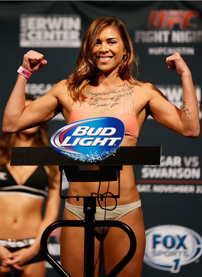 AUSTIN, TX - NOVEMBER 21:  Kailin Curran weighs in during the UFC weigh-in at The Frank Erwin Center on November 21, 2014 in Austin, Texas.  (Photo by Josh Hedges/Zuffa LLC/Zuffa LLC via Getty Images)